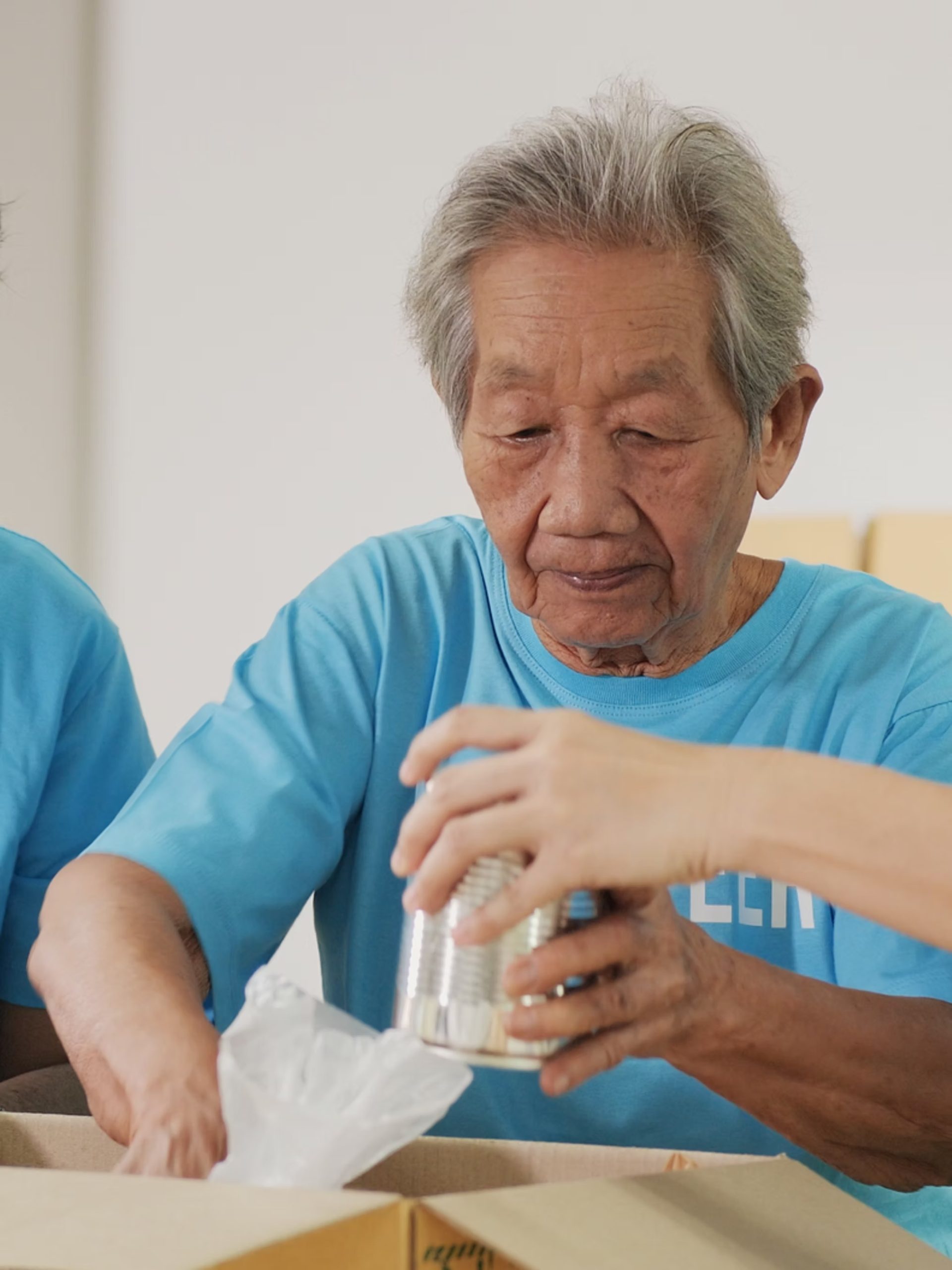 Elderly man drinking